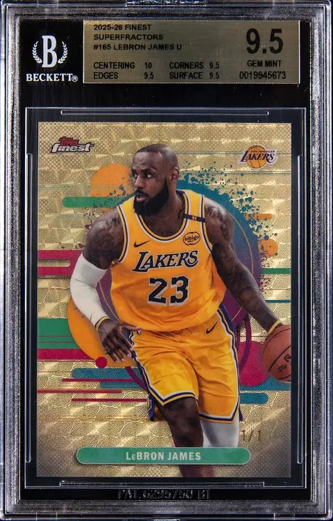 2025-26 Topps Finest SuperFractor Uncommon #165 LeBron James (#1/1) - BGS GEM MINT 9.5 - True Gem +