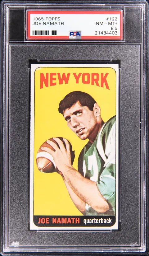1965 Topps #122 Joe Namath Rookie Card PSA NM-MT+ 8.5 – POP 3; Only 5 Higher PSA Copies