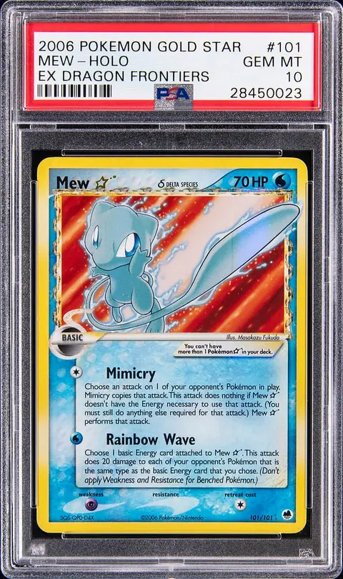 2006 Pokemon EX Dragon Frontiers Gold Star Holo #101 Mew - PSA GEM MT 10
