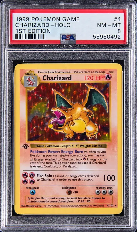 1999 Pokemon Base Set 1st Edition Holo #4 Charizard - PSA NM-MT 8