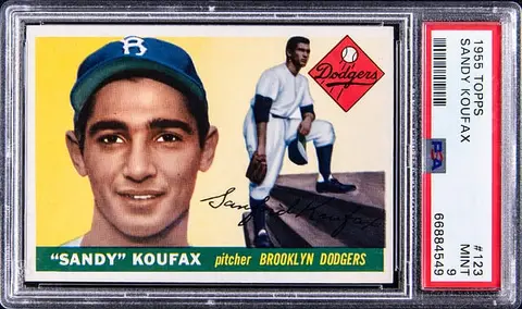 1955 Topps #123 Sandy Koufax Rookie Card - PSA MINT 9 - Only 3 Higher PSA Copies