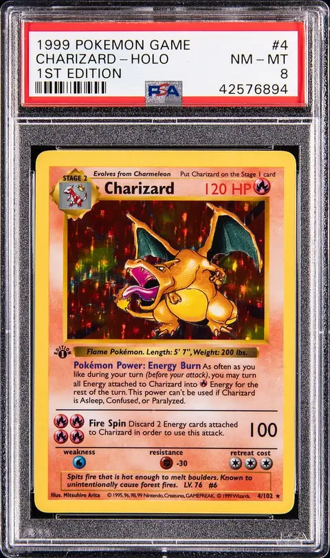 1999 Pokemon Base Set 1st Edition Holo #4 Charizard - PSA NM-MT 8