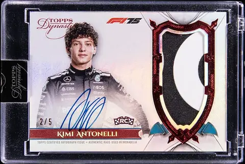 2025 Topps Dynasty F1 Patch Autographs Red #DAP-AANII Kimi Antonelli Signed Race-Used Patch Rookie Card (#2/5) - Topps Encased