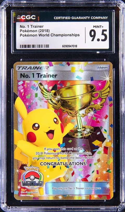 2018 Pokemon World Championships No.1 Trainer Pikachu Trophy Card - CGC MINT+ 9.5