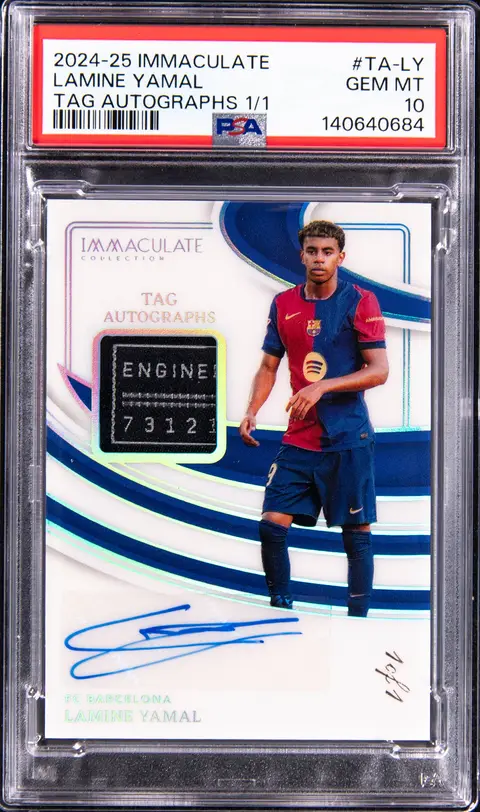 2024-25 Panini Immaculate Tag Autographs #TA-LY Lamine Yamal Signed Patch Card (#1/1) - PSA GEM MT 10