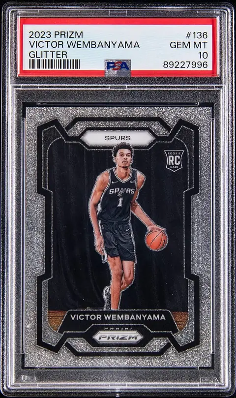 2023-24 Panini Prizm Glitter Prizm #136 Victor Wembanyama Rookie Card - PSA GEM MT 10 - Pop 1