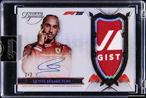 2025 Topps Dynasty F1 Patch Autograph #DAP-LHAVIII Lewis Hamilton Signed Patch Card (#2/2) - Topps Encased