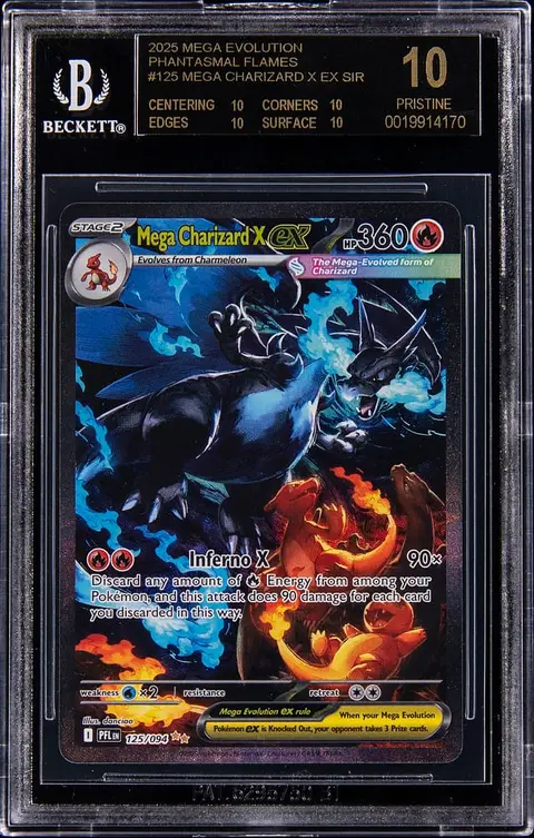 2025 Pokemon Mega Evolution Phantasmal Flames SIR #125 Mega Charizard X ex - BGS PRISTINE/Black Label 10