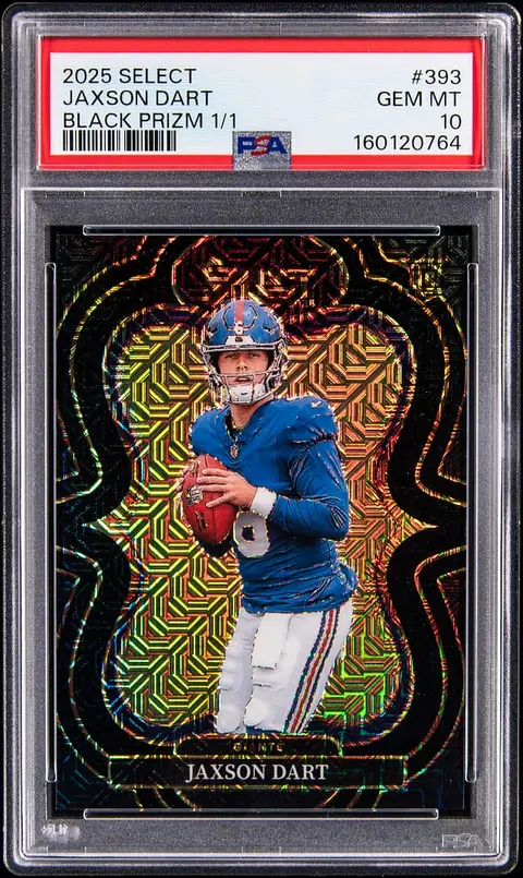 2025 Panini Select Black Prizm #393 Jaxson Dart Rookie Card (#1/1) - PSA GEM MT 10