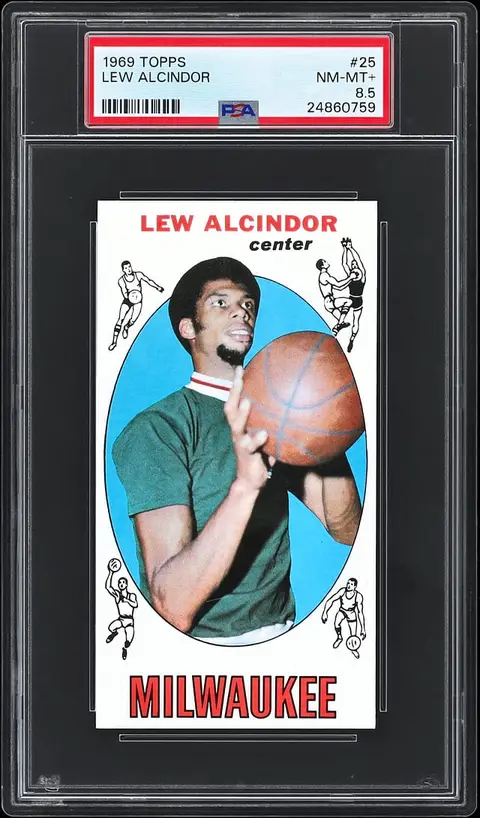 1969-70 Topps #25 Lew Alcindor (Kareem Abdul-Jabbar) Rookie Card - PSA NM-MT+ 8.5