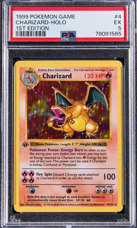 1999 Pokemon Base Set 1st Edition Holo #4 Charizard - PSA EX 5