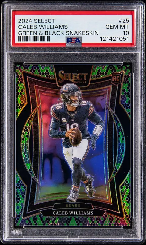 2024 Panini Select Green & Black Snakeskin Prizm #25 Caleb Williams Rookie Card (#2/2) - PSA GEM MT 10 - Pop 1