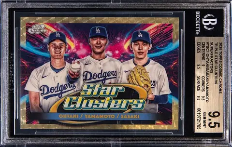 2025 Topps Cosmic Chrome Triple Star Clusters SuperFractor #TSC-1 Shohei Ohtani/Yoshinobu Yamamoto/Roki Sasaki (#1/1) - BGS GEM MINT 9.5