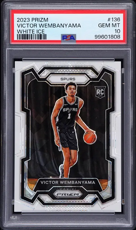 2023-24 Panini Prizm White Ice Prizm #136 Victor Wembanyama Rookie Card (#11/35) - PSA GEM MT 10