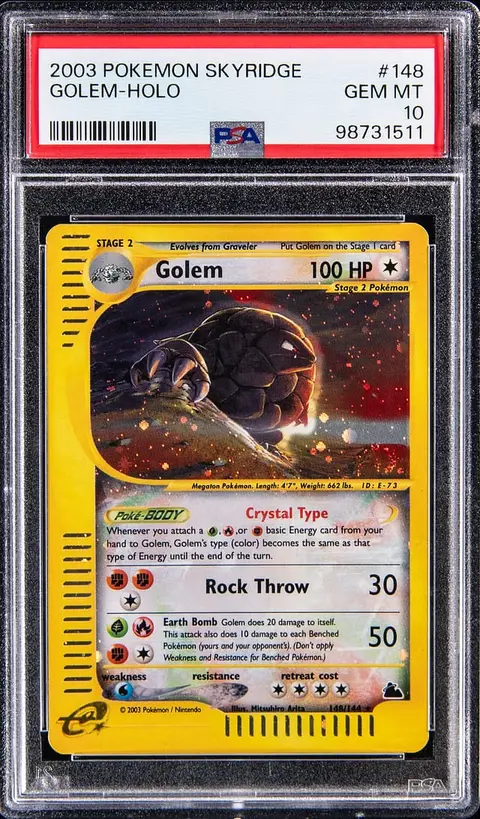 2003 Pokemon Skyridge Holo #148 Crystal Golem - PSA GEM MT 10