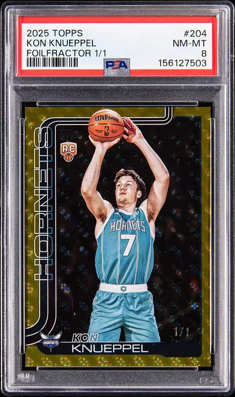 2025-26 Topps FoilFractor #204 Kon Knueppel Rookie Card (#1/1) - PSA NM-MT 8