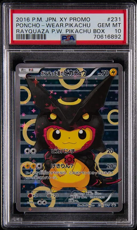 2016 Pokemon Japanese X&Y Promo Rayquaza Poncho-Wearing Pikachu Box #231 Poncho-Wearing Pikachu - PSA GEM MT 10