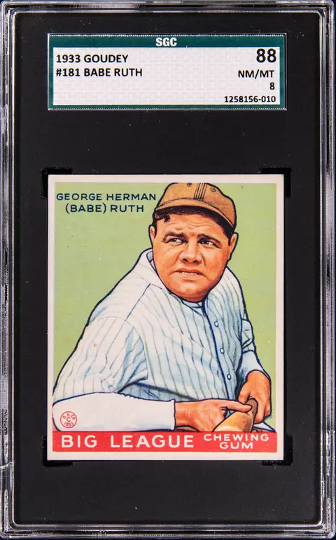 1933 Goudey #181 Babe Ruth - SGC NM-MT 8