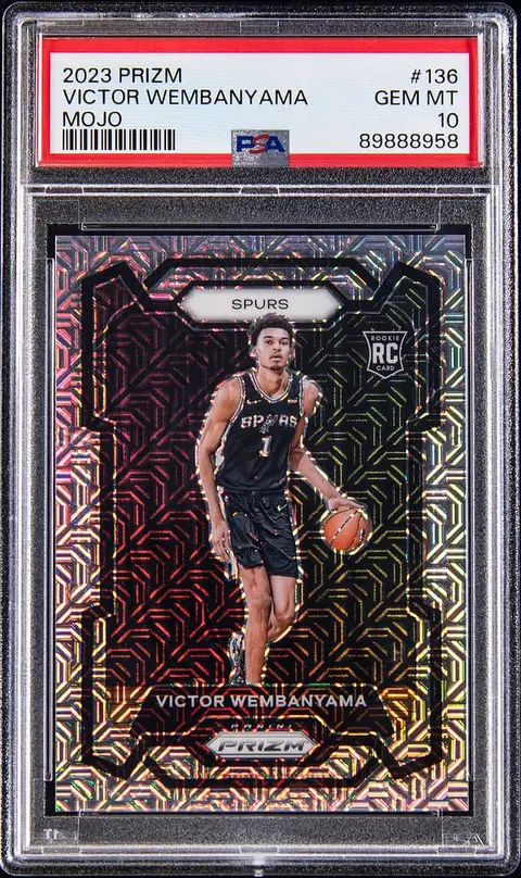 2023-24 Panini Prizm Mojo Prizm #136 Victor Wembanyama Rookie Card (#15/25) - PSA GEM MT 10