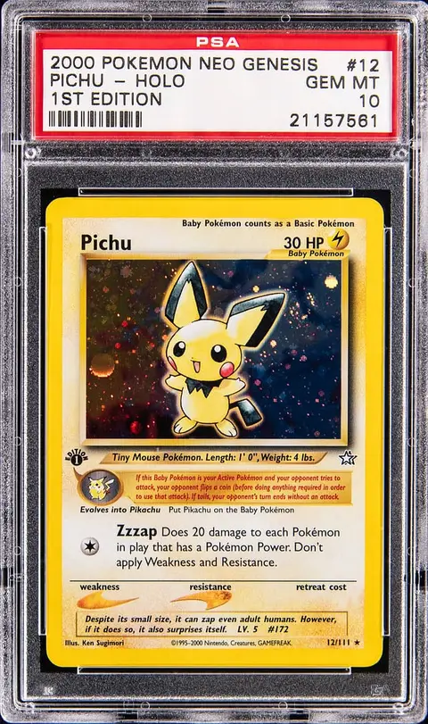2000 Pokemon Neo Genesis 1st Edition Holo #12 Pichu - PSA GEM MT 10