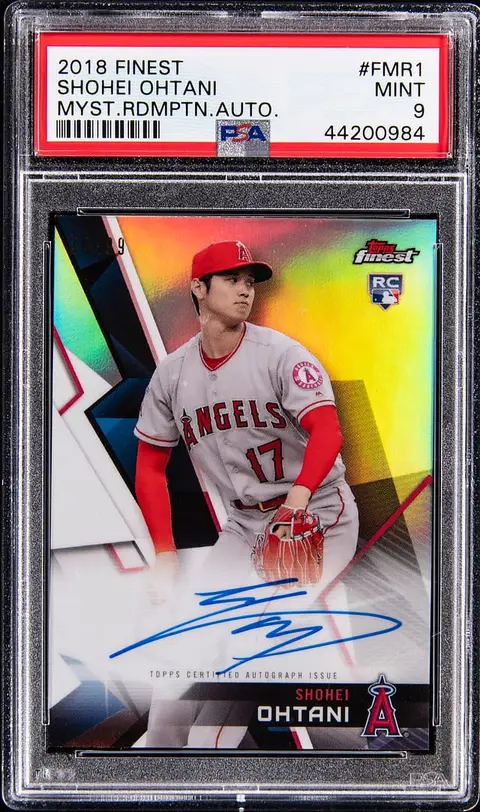 2018 Topps Finest Mystery Redemption Autographs #FMR-1 Shohei Ohtani Signed Rookie Card (#30/99) - PSA MINT 9