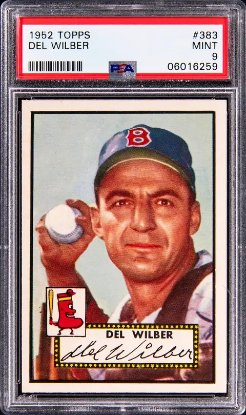 1952 Topps #383 Del Wilber - High Number - PSA MINT 9 - Pop 5; Only 2 Higher PSA Copies