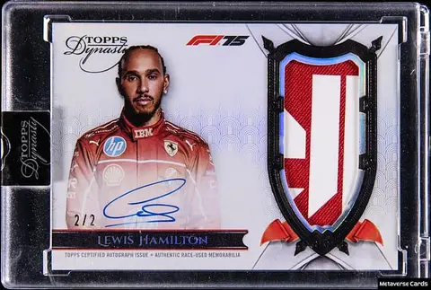 2025 Topps Dynasty F1 Autograph Patch Black #DAP-LHA Lewis Hamilton Signed Race-Used Patch Card (#2/2) - Topps Encased