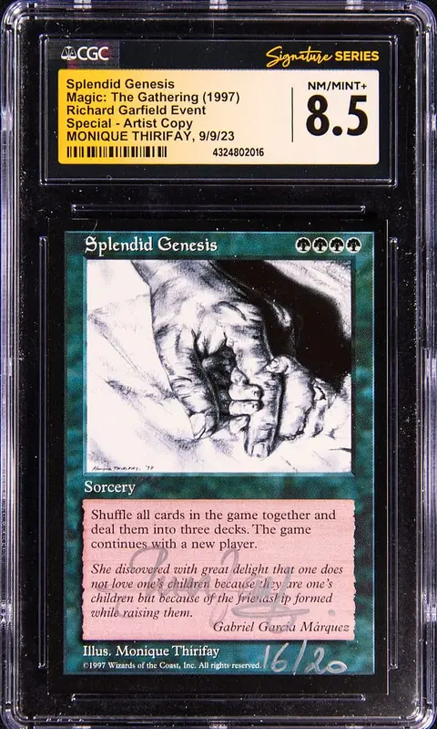 1997 Magic: The Gathering Splendid Genesis Artist Proof, Signed And Sketched by Illustrator Monique Thirifay (#16/20) - CGC Signature Series NM-MT+ 8.5