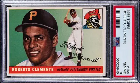 1955 Topps #164 Roberto Clemente Rookie Card - PSA NM-MT 8