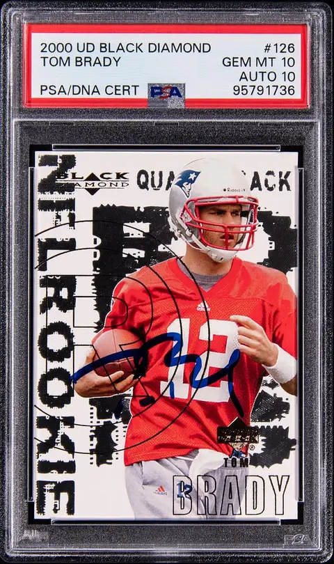 2000 Upper Deck Black Diamond #126 Tom Brady Signed Rookie Card - PSA GEM MT 10, PSA/DNA GEM MT 10