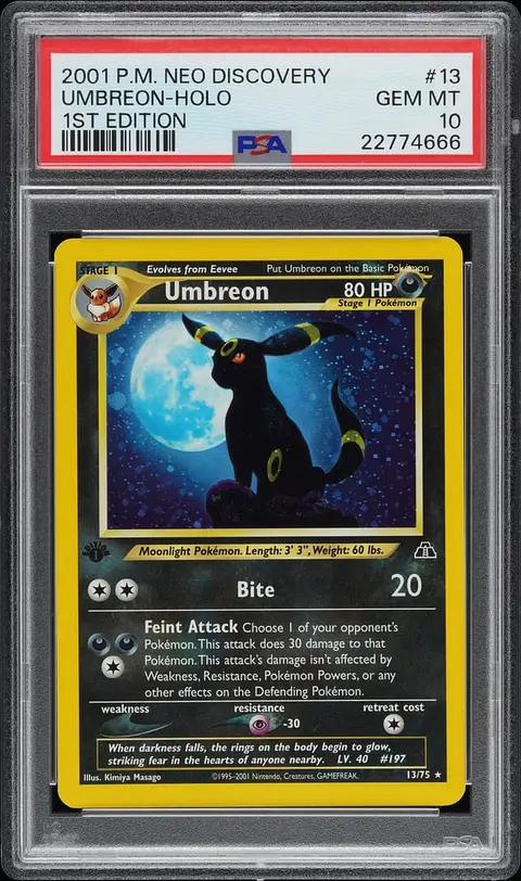 2001 Pokemon Neo Discovery 1st Edition Holo #13 Umbreon - PSA GEM MT 10
