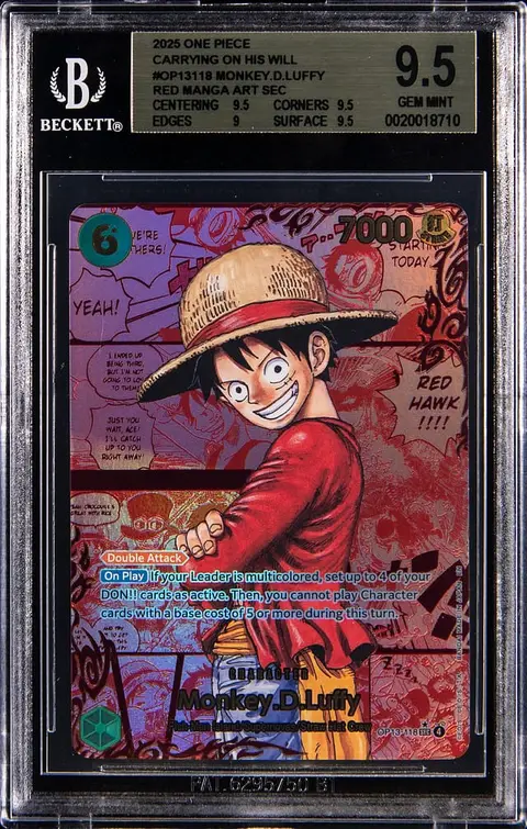 2025 One Piece Carrying On His Will Red Manga Art Sec #OP13-118 Monkey.D.Luffy - BGS GEM MINT 9.5