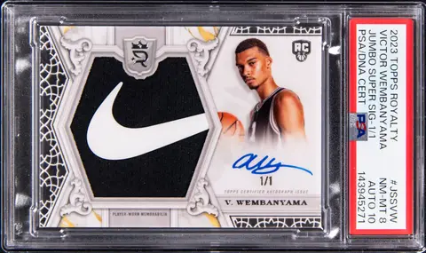 2023-24 Topps Royalty Jumbo Super Signatures #JSS-VW Victor Wembanyama Signed Patch Rookie Card (#1/1) - Jersey Number - PSA NM-MT 8, PSA/DNA GEM MT 10