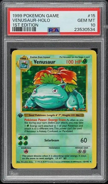 1999 Pokemon Base Set 1st Edition Holo #15 Venusaur - PSA GEM MT 10