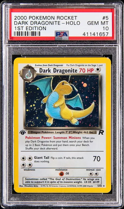 2000 Pokemon Team Rocket 1st Edition Holo #5 Dark Dragonite - PSA GEM MT 10