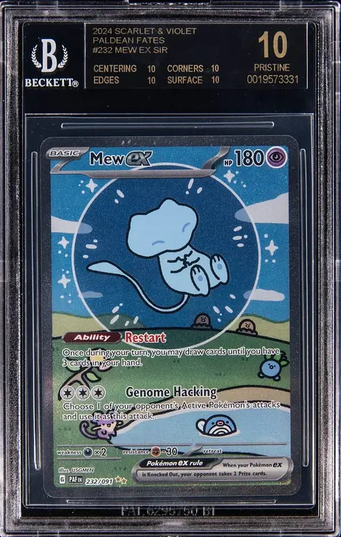2024 Pokemon Scarlet & Violet Paldean Fates SIR #232 Mew ex - BGS PRISTINE/Black Label 10 - Pop 2