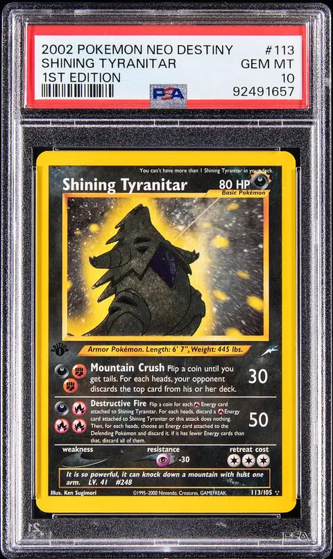 2002 Pokemon Neo Destiny 1st Edition #113 Shining Tyranitar - PSA GEM MT 10