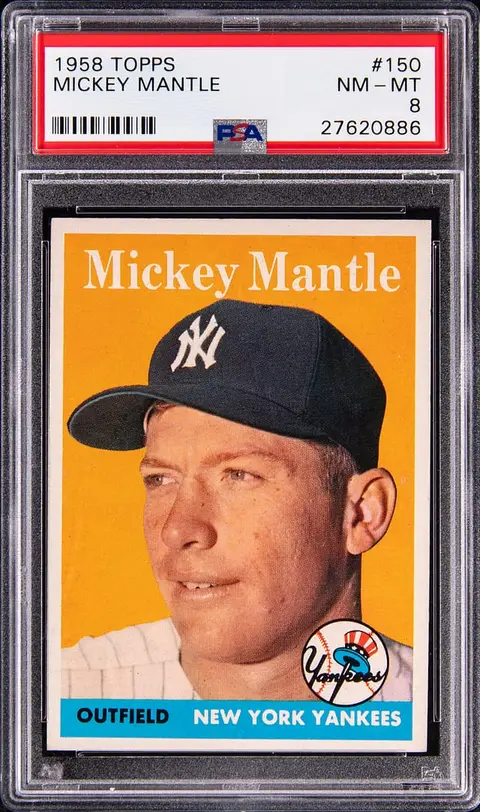 1958 Topps #150 Mickey Mantle - PSA NM-MT 8