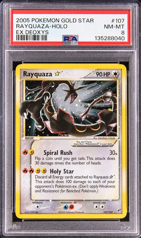 2005 Pokemon EX Deoxys Gold Star Holo #107 Rayquaza - PSA NM-MT 8