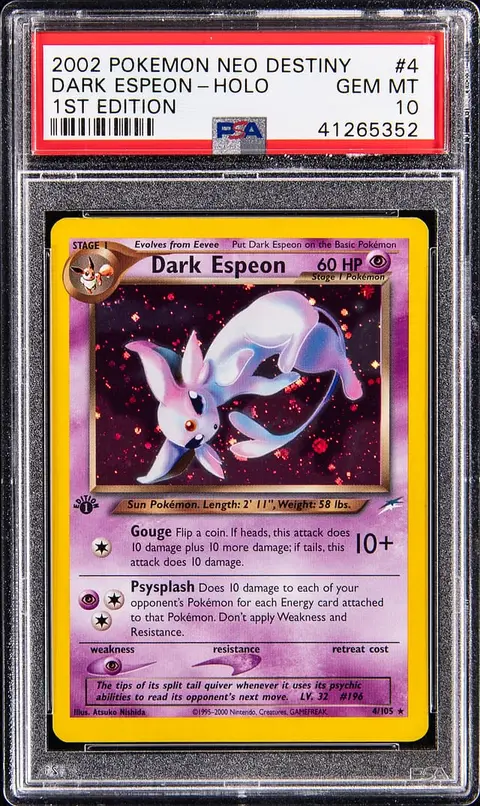 2002 Pokemon Neo Destiny 1st Edition Holo #4 Dark Espeon - PSA GEM MT 10