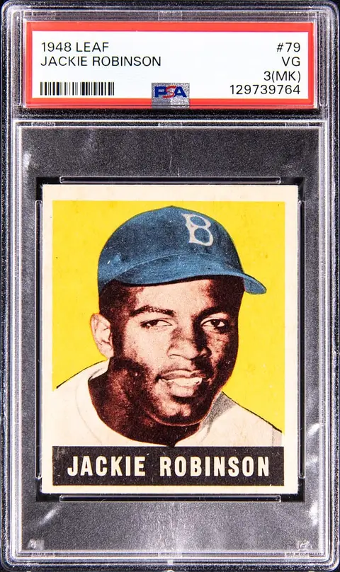 1948 Leaf #79 Jackie Robinson Rookie Card - PSA VG 3 (MK)