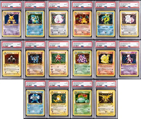 1999 Pokemon Base Set 1st Edition Complete Set (102) - Featuring 16 PSA-Graded Examples, Including Holo Charizard, Blastoise, Venusaur