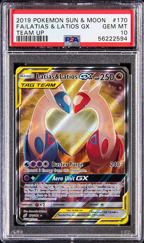 2019 Pokemon Sun & Moon Team Up Full Art #170 Latias & Latios GX - PSA GEM MT 10