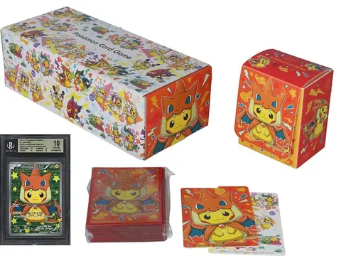 2013-17 Pokemon Japanese XY Promos Mega Charizard Y Poncho-Wearing Pikachu Special Box #208 Poncho-Wearing Pikachu - BGS PRISTINE 10 - Including Deck Box, Long Box, Card Sleeves
