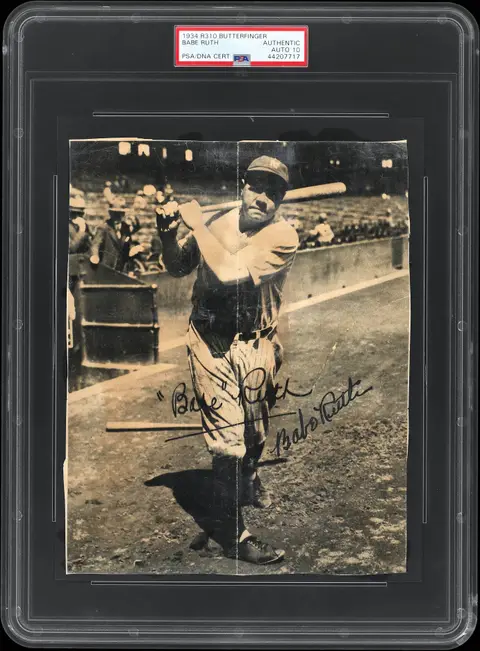 1934 R310 Butterfinger Signed Babe Ruth - Mile High Find Collection - PSA Authentic, PSA/DNA GEM MT 10 Autograph - One of 2 Known Signed Copies