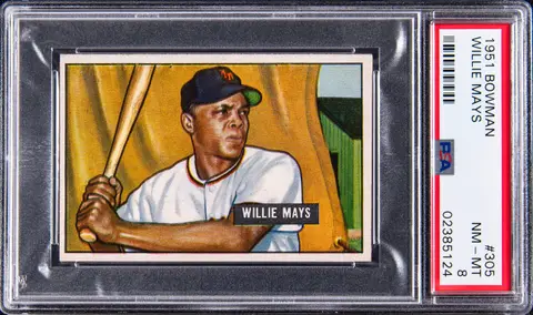 1951 Bowman #305 Willie Mays Rookie Card - PSA NM-MT 8