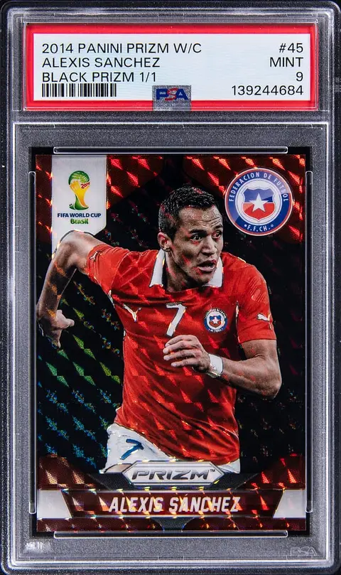 2014 Panini Prizm World Cup Black Prizm #45 Alexis Sanchez (#1/1) - PSA MINT 9