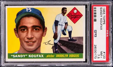 1955 Topps #123 Sandy Koufax Rookie Card - PSA NM+ 7.5