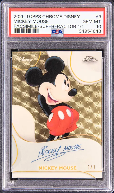 2025 Topps Chrome Disney Facsimile Autographs SuperFractor #FA-3 Mickey Mouse (#1/1) - PSA GEM MT 10