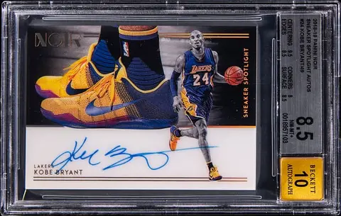 2018-19 Panini Noir Sneaker Spotlight Autographs #SNS-KB Kobe Bryant Signed Card (#06/49) - BGS NM-MT+ 8.5, Beckett 10